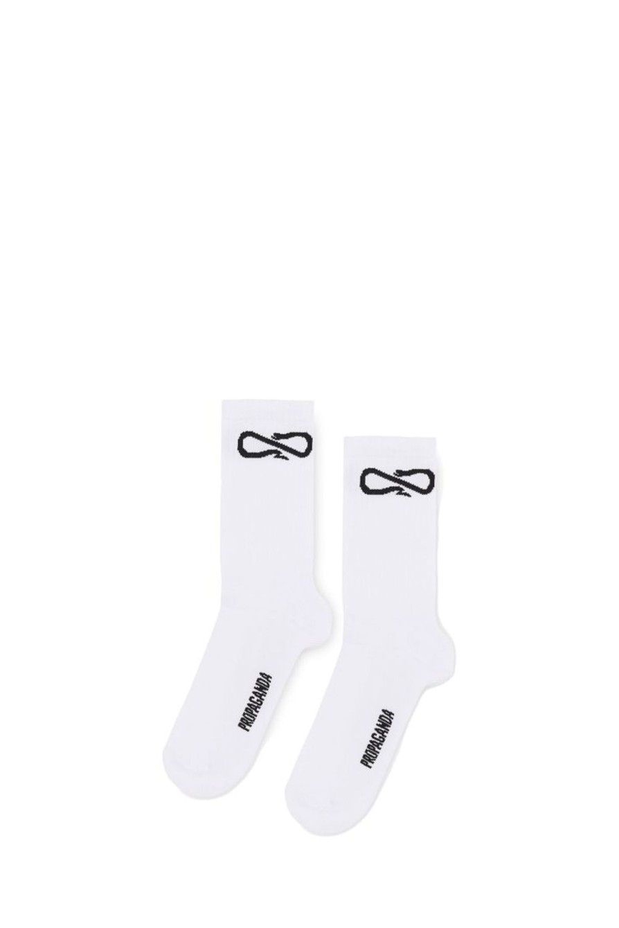 Hot PROPAGANDA Socks Logo Prac318 59686_8036 White-White Man